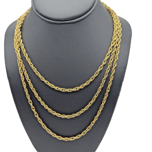 Vtg Trifari Necklace Gold Tone Rope Chain 56" Long Designer Classic Versatile - Picture 1 of 5